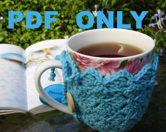 CROCHET PATTERN PDF to make a Mug Cozy Coaster Combo with photo tutorial. Instant Download. Bonus cup cozy pattern included!