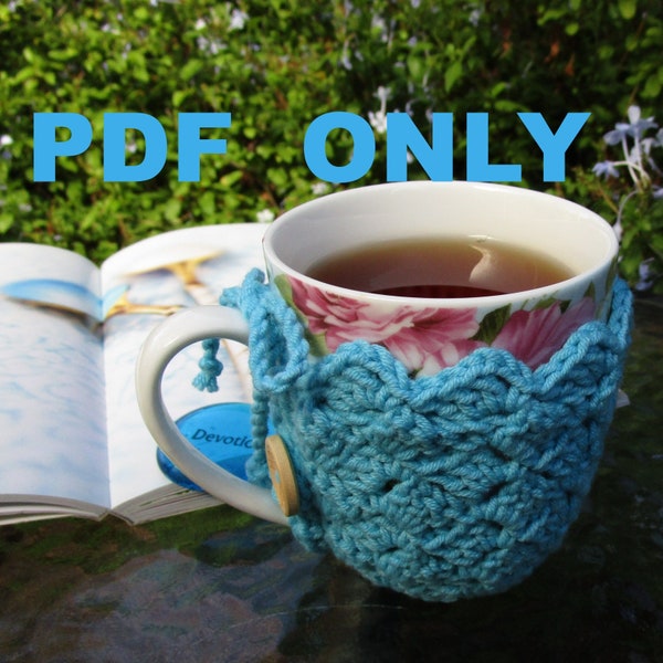 CROCHET PATTERN PDF to make a Mug Cozy Coaster Combo with photo tutorial. Instant Download. Bonus cup cozy pattern included!