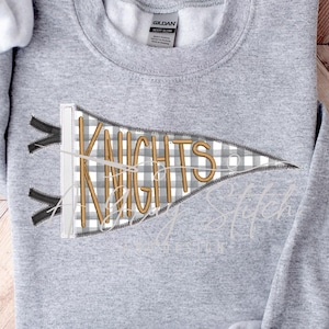 Knights Handlettered Pennant Flag Applique Machine Embroidery Design TWO DESIGNS INCLUDED