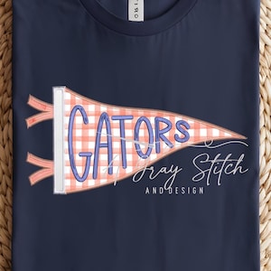 Gators Handlettered Pennant Flag Applique Machine Embroidery Design TWO DESIGNS INCLUDED