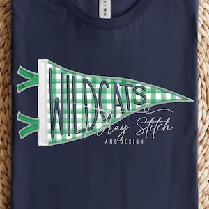 Wildcats Handlettered Pennant Flag Applique Machine Embroidery Design TWO DESIGNS INCLUDED