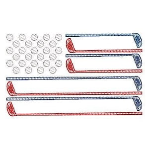 American Flag Golf Sketch Fill Embroidery Design Quick Stitch