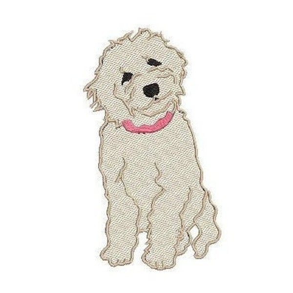 Doodle Dog Sketch Embroidery Design, Golden Doodle Embroidery Design