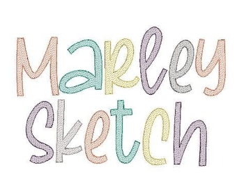 Marley Sketch Fill Font Embroidery Alphabet BX included