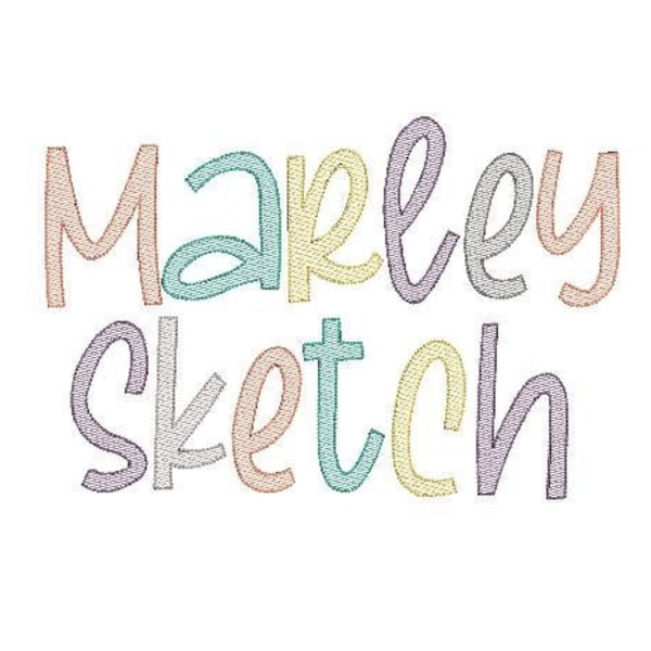 Marley Sketch Fill Font Embroidery Alphabet BX included