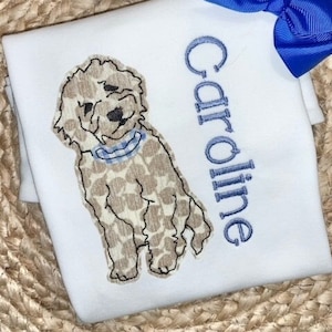 Doodle Dog Applique Embroidery Design, Golden Doodle Embroidery Design