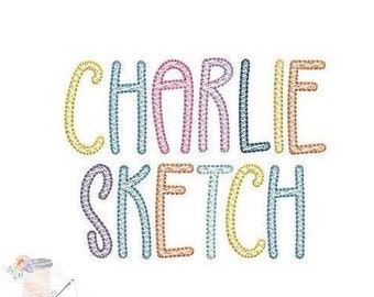 Charlie Sketchy Quick Stitch Embroidery Font Machine Embroidery Sketch fill BX included