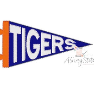 Tigers Pennant Spirit Flag Applique Machine Embroidery Design