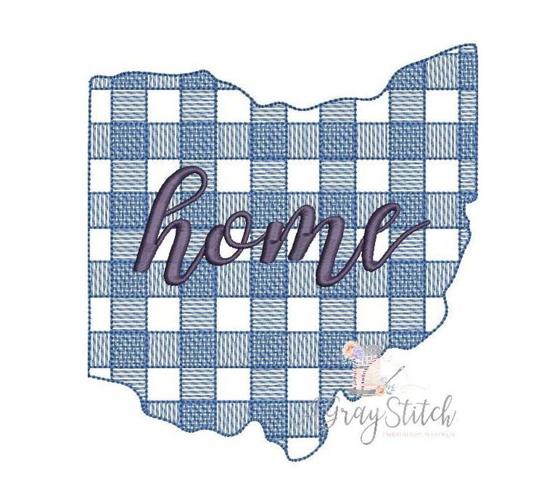 Gingham Ohio Machine Embroidery Design - Etsy
