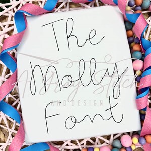 Molly Vintage Bean Stitch Borduurlettertype Machine Borduurwerk Quick Stitch Eigenzinnige Handgeschreven Cursieve BX inbegrepen