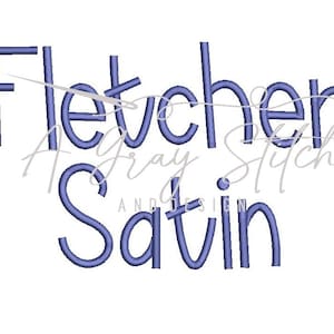Fletcher Satin Machine Embroidery Font Full Alphabet Uppercase Lowercase BX included