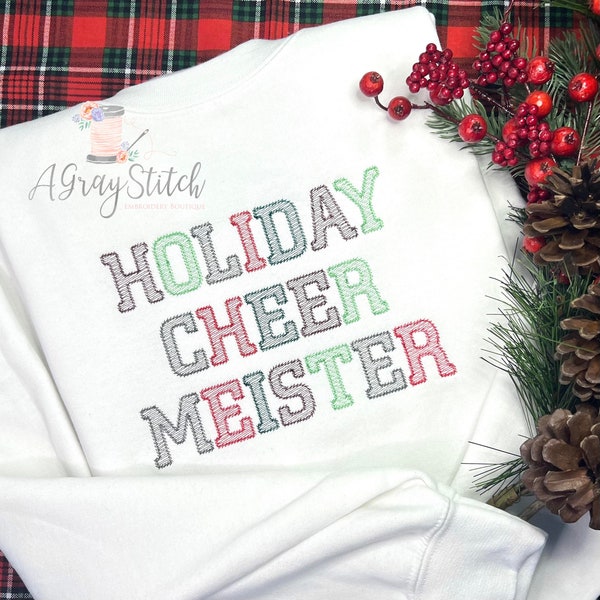 Holiday Cheer Meister Saying Sketch Fill Machine Embroidery Design