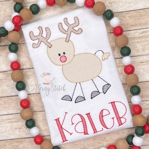 Reindeer Boy Sketch Fill Machine Embroidery Design