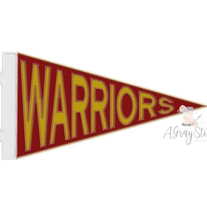 Warriors Pennant Flag Applique Machine Embroidery Design