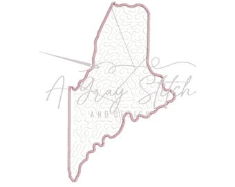 Quilted Patchwork State of Maine Machine Embroidery Applique Design