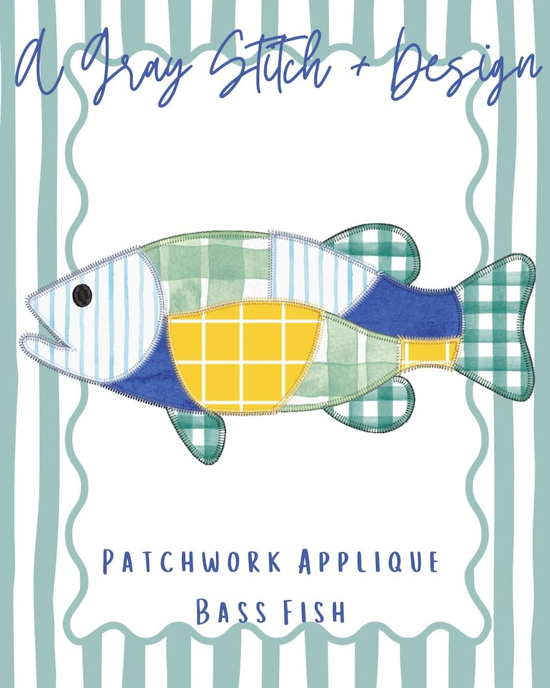 Patchwork Fish Patchwork Bass Fish Applique Machine Embroidery Design - Etsy