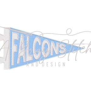 Falcons Pennant Flag Machine Embroidery Applique Design