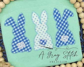 Zig Zag Applique Bunny Trio Quick Stitch Easter Machine Embroidery Design