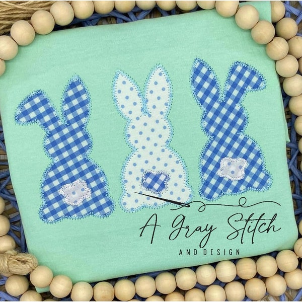 Zig Zag Applique Bunny Trio Quick Stitch Easter Machine Embroidery Design