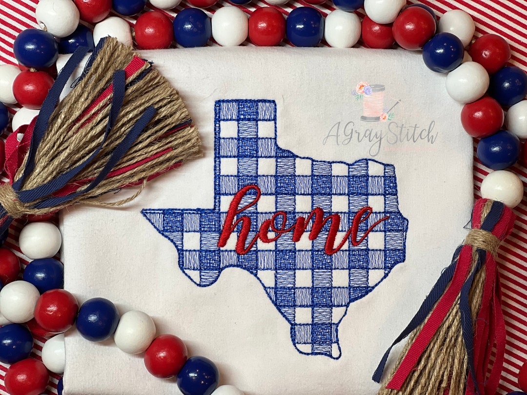 Gingham Texas State Machine Embroidery Design Quick Stitch - Etsy
