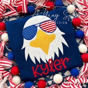 Kostenlose Weißkopfseeadler Zick Zack Applikation Maschinenstickerei Quick Stitch Memorial Day Unabhängigkeitstag