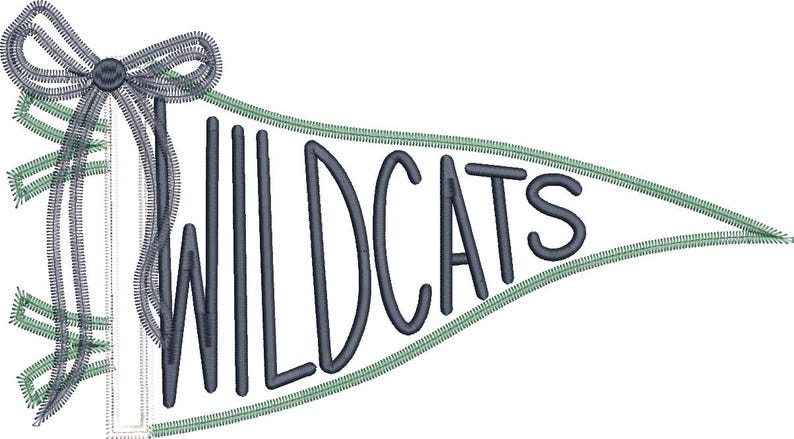Wildcats Handlettered Pennant Flag Applique Machine Embroidery Design ...