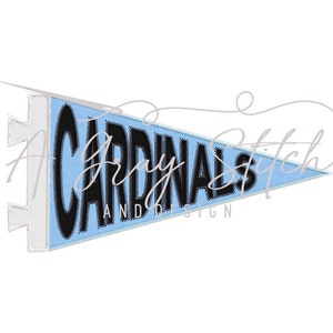 Cardinals Pennant Flag Machine Embroidery Applique Design