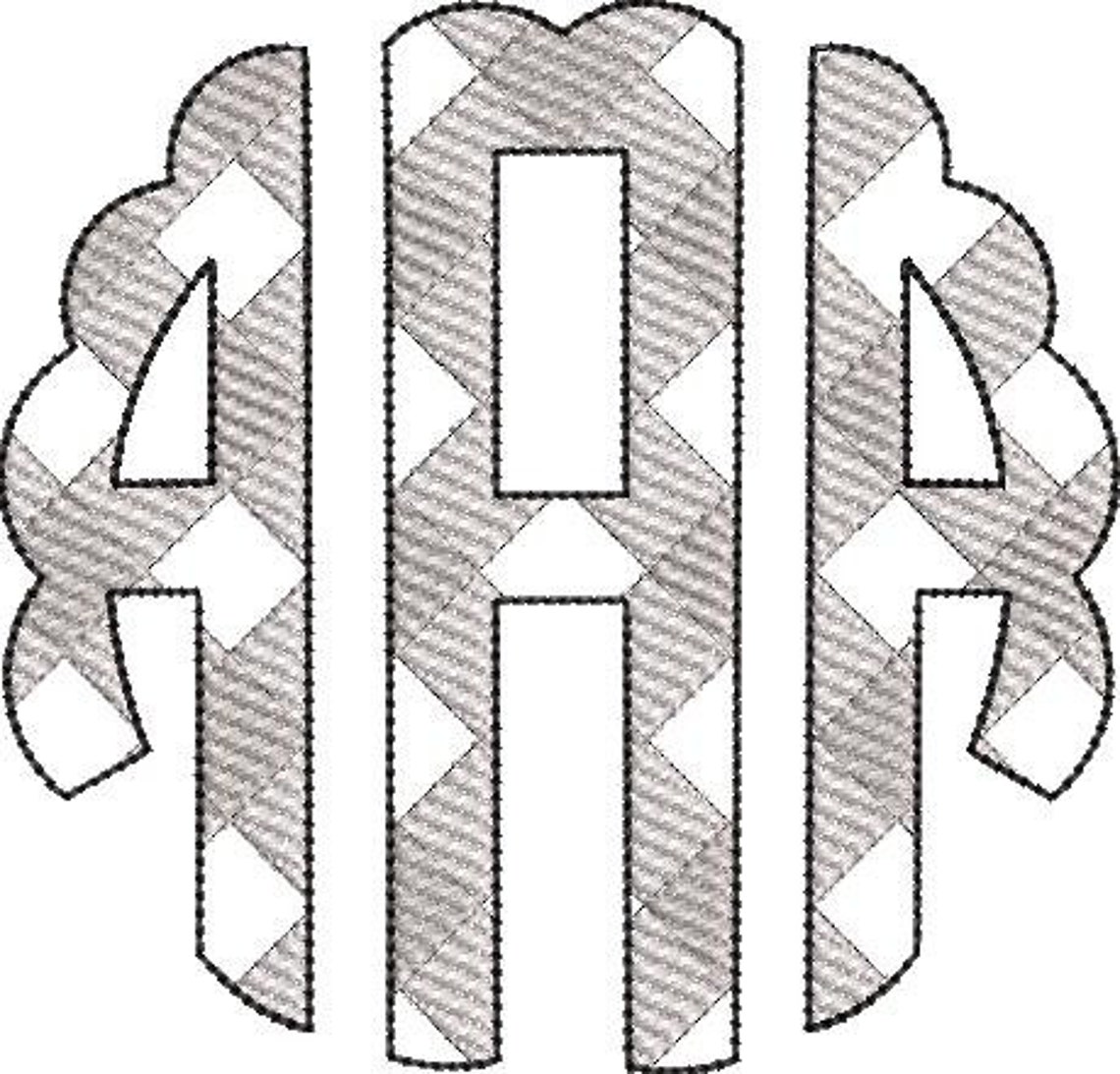 Gingham Scallop Monogram Sketch Fill Machine Embroidery Design BX ...