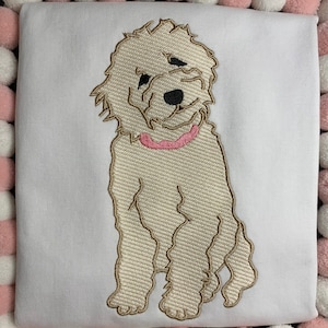 Doodle Dog Sketch Embroidery Design, Golden Doodle Embroidery Design