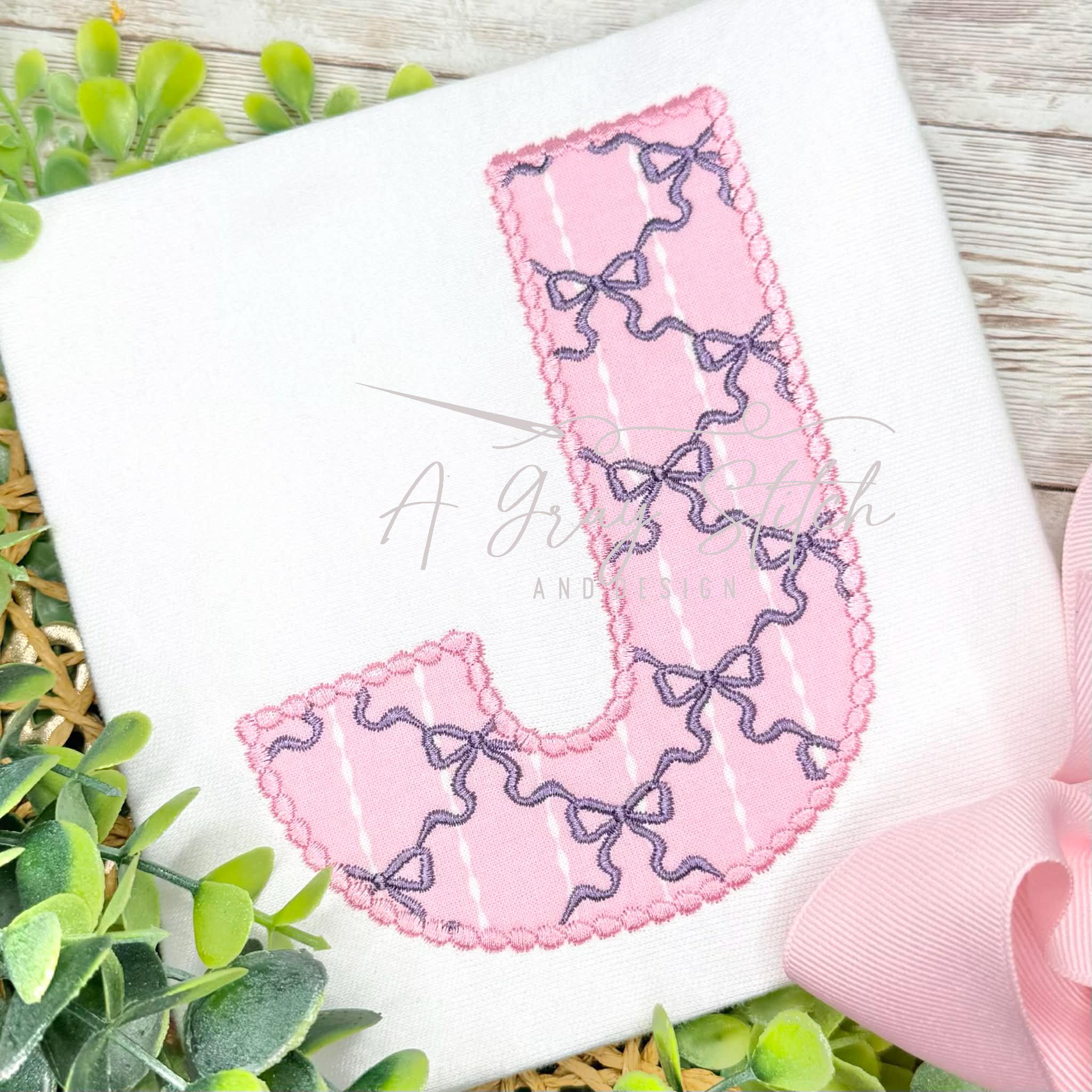 Pearly Grandmillenial APPLIQUE Font Bow Font Satin Embroidery Font BX ...