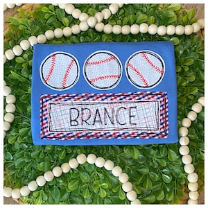 Baseball Trio Quick Stitch Applique Vintage Applique Design Juego de béisbol