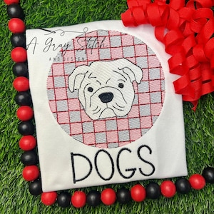 Check Background Bulldog Mascot Sketch Fill Quick Stitch Machine Embroidery Design