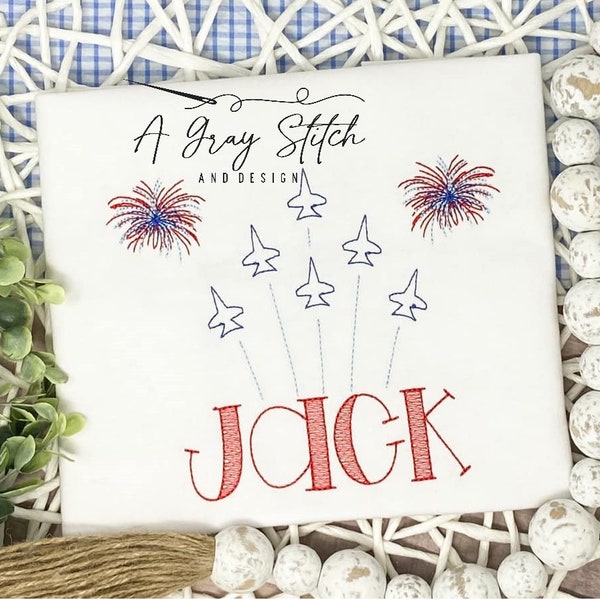 Blue Angels Fireworks Independence Day Memorial Day Machine Embroidery Quick Stitch Vintage Design