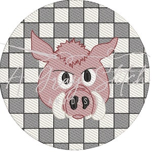 Vérifiez l’arrière-plan Razorback Mascot Sketch Fill Quick Stitch Machine Broderie Design