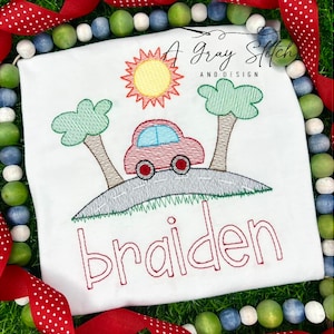 Sketch Fill Riding Car Summer Boys&#39; Machine Embroidery Quick Stitch Design