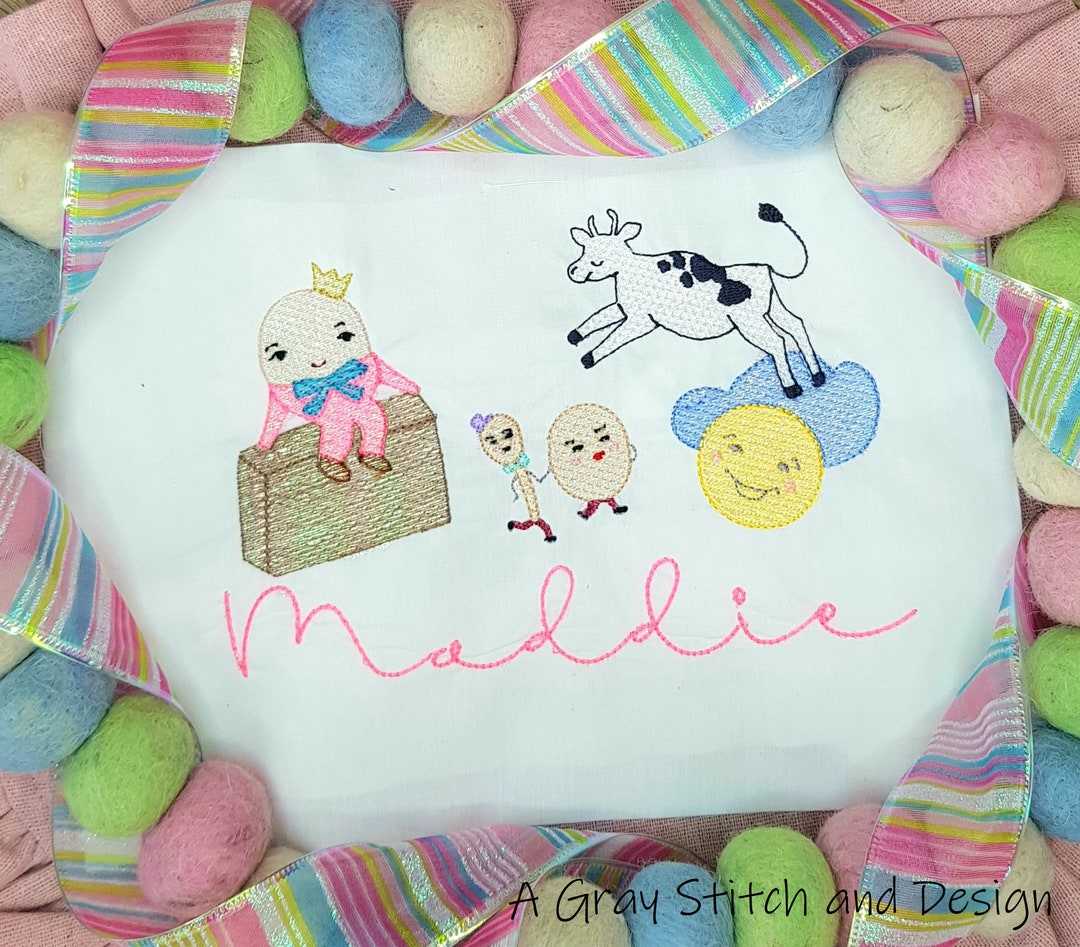 Nursery Rhymes Embroidery Design Quick Stitch Sketch Design Embroidery