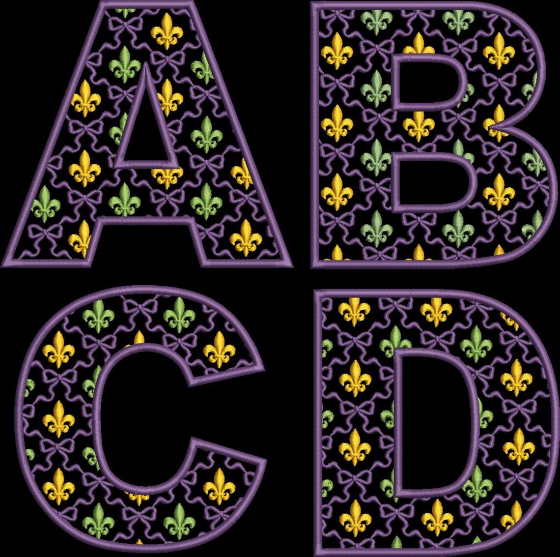 Mardi Gras Grandmillenial Font Satin Embroidery Font BX Included - Etsy