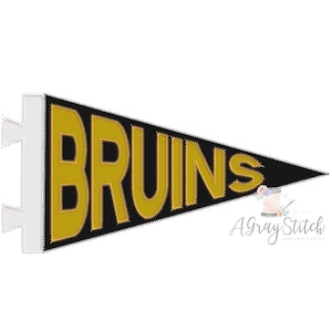 Bruins Spirit Pennant Flag Applique Machine Embroidery Design