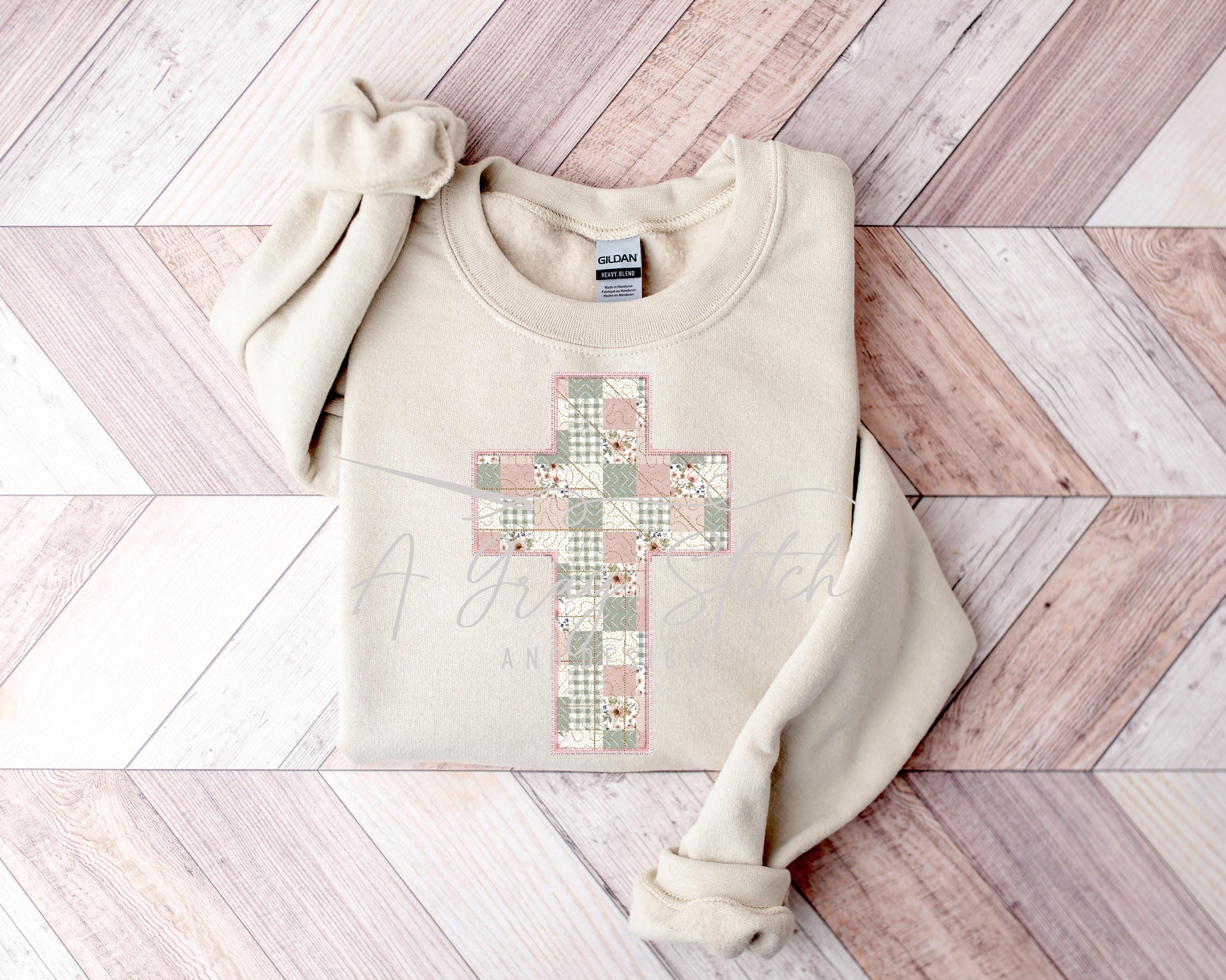 Quilted Solid Cross Applique Machine Embroidery Design