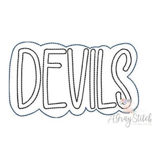 Devils Team Name Double Applique Machine Embroidery Design