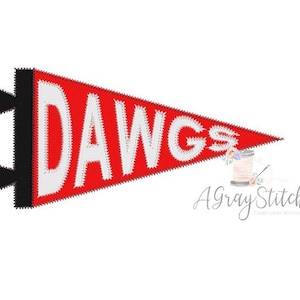Dawgs Spirit Pennant Flag Applique Machine Embroidery Design