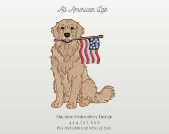 All American Labrador Americana Independence Day Machine Embroidery Design