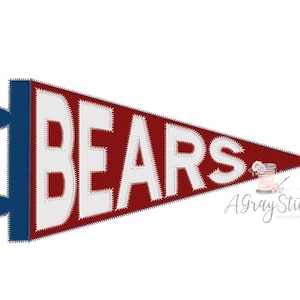 Bears Pennant Spirit Flag Applique Machine Embroidery Design