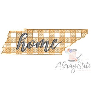 Gingham Tennessee State Embroidery Design Sketch Fill Quick Stitch Machine Embroidery
