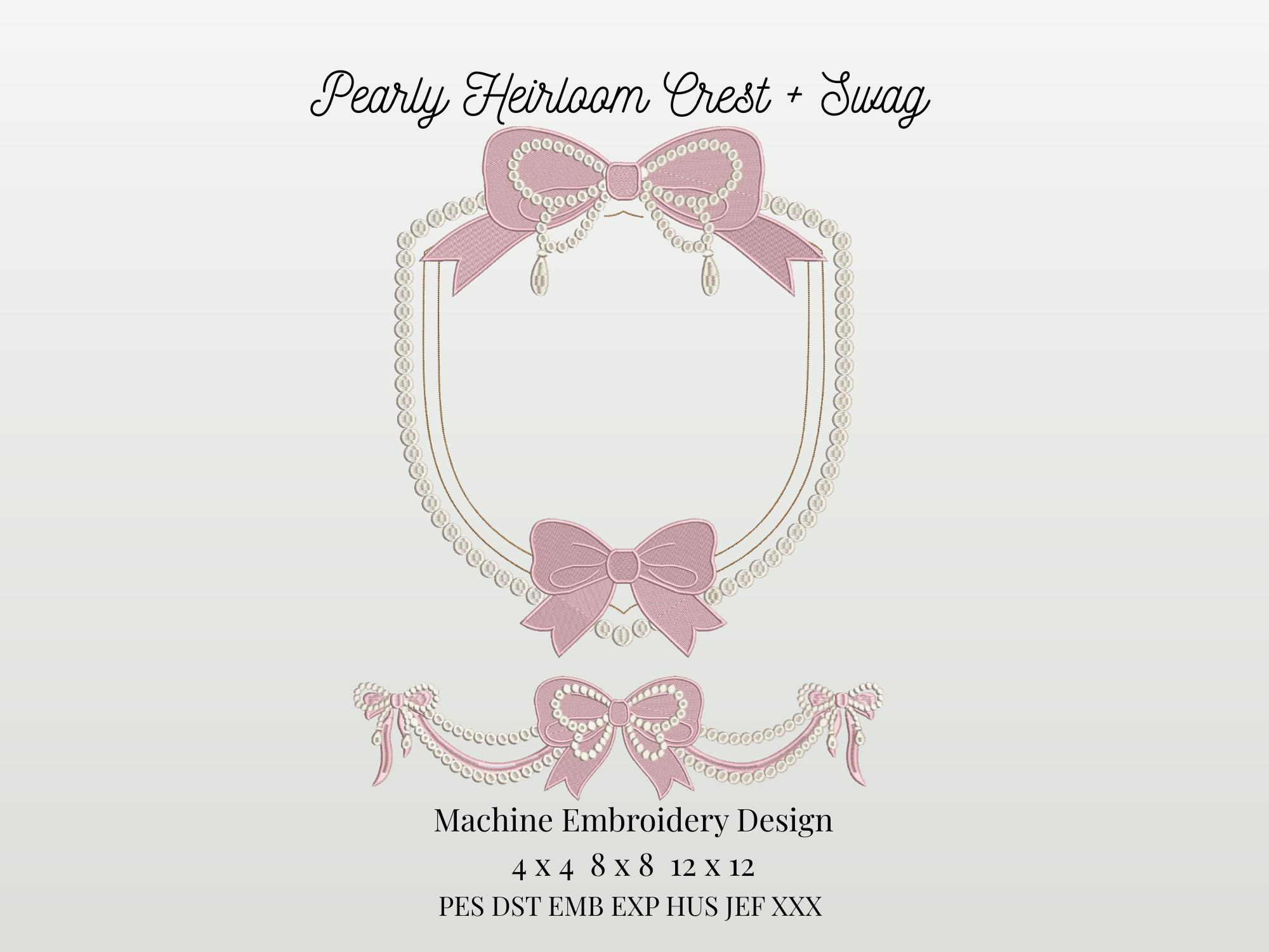 Pearly Heirloom Crest and Swag Set Machine Embroidery Design TWO ...