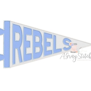 Rebels Pennant Flag Applique Machine Embroidery Design