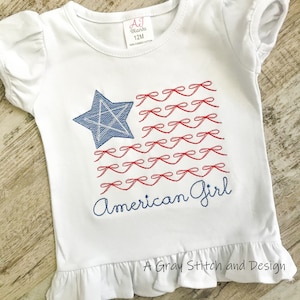 Quick Stitch Hair Bow Embroidery Design Bow Flag Independence Day Embroidery Design