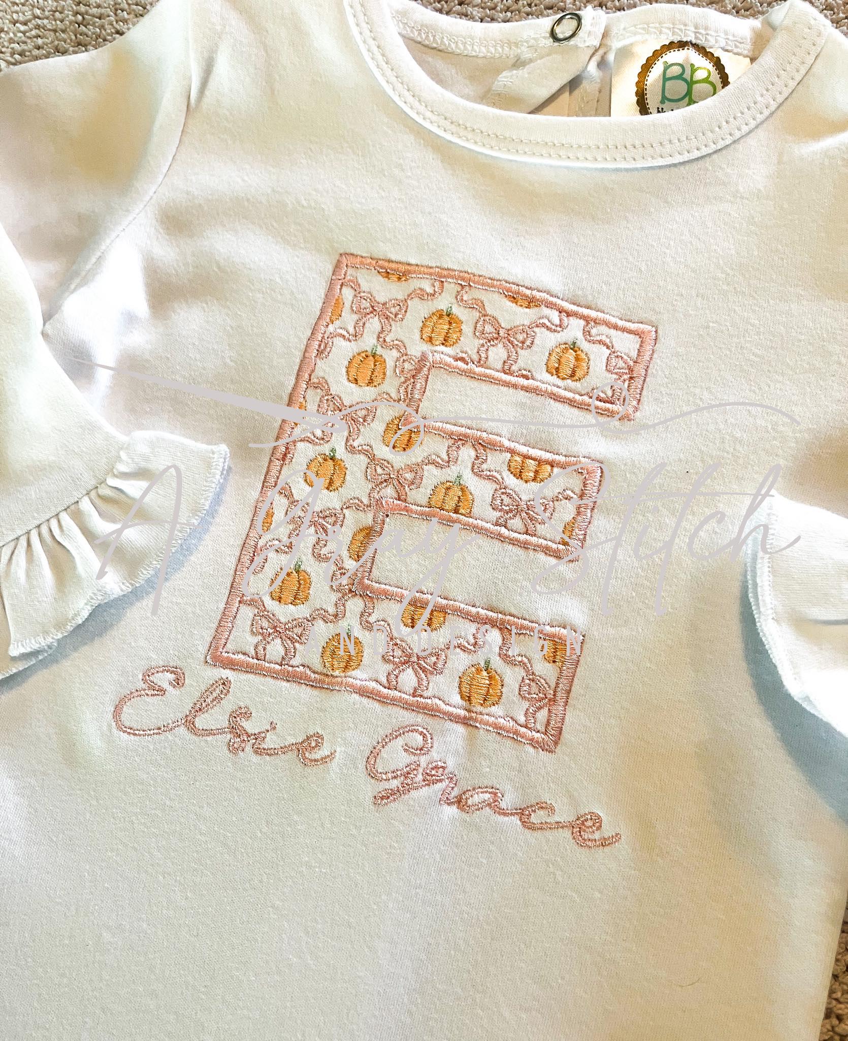 Pumpkin Grandmillenial Font Bow Font Satin Embroidery Font BX included