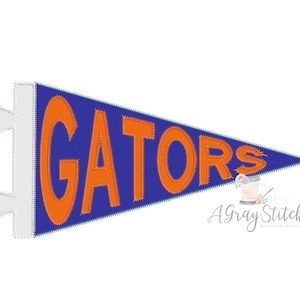 Gators Spirit Pennant Flag Applique Machine Embroidery Design
