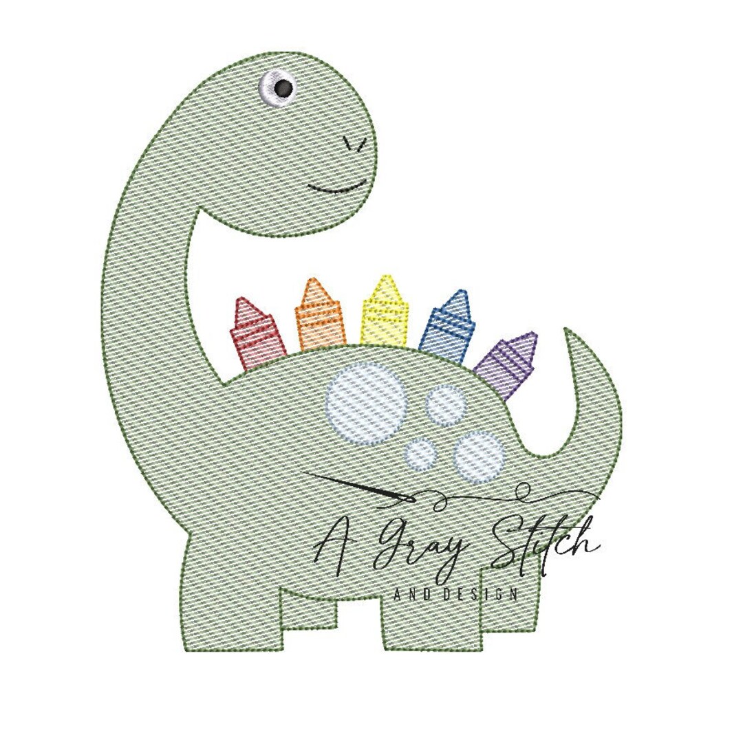 Crayloasaurus Rex Back to School Sketch Fill Machine Embroidery Design ...